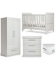 Atlas 4 Piece Cotbed with Dresser Changer, Wardrobe, and Premium Dual Core Mattress Set - Grey
